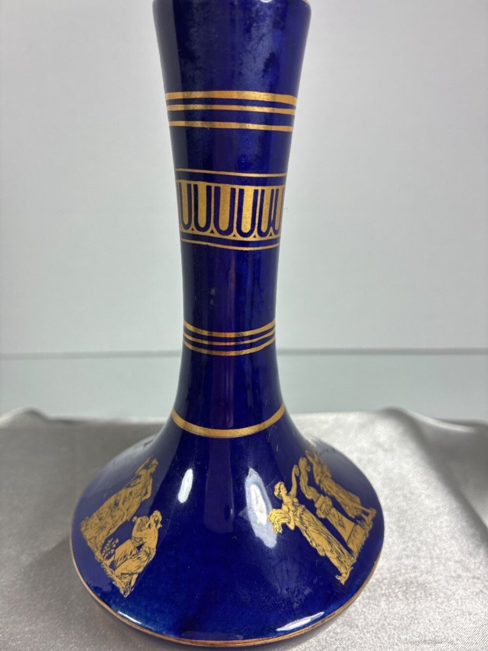 Vintage Greek Cobalt Blue 24K Gold Bud Vase - Picture 8 of 11